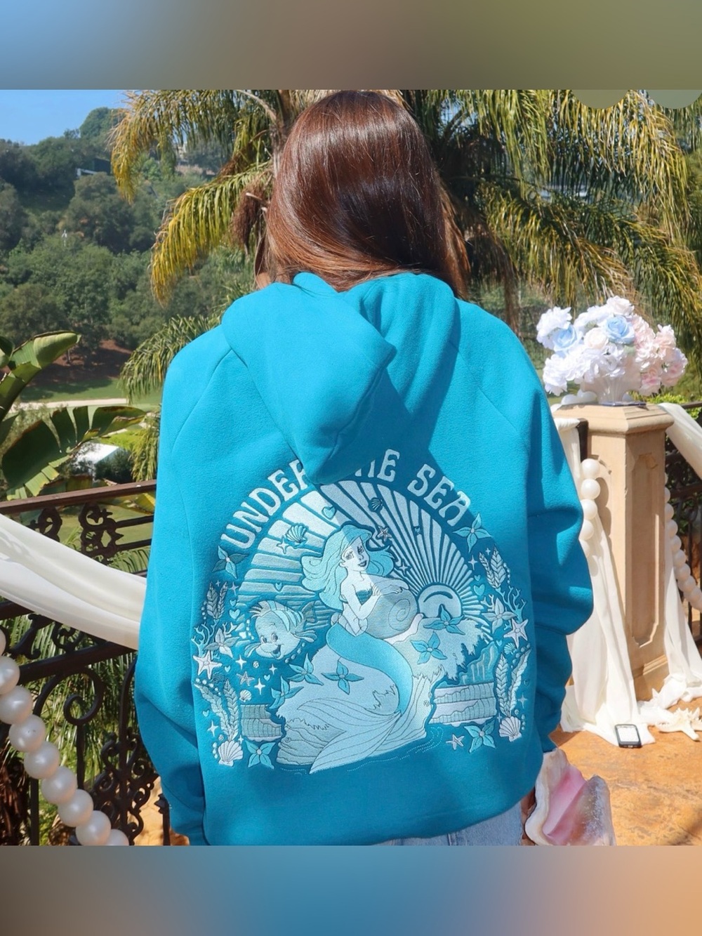 Pink Palm Puff "Under the Sea" Hoodie Blue Disney Mermaid Small NEW IN BOX